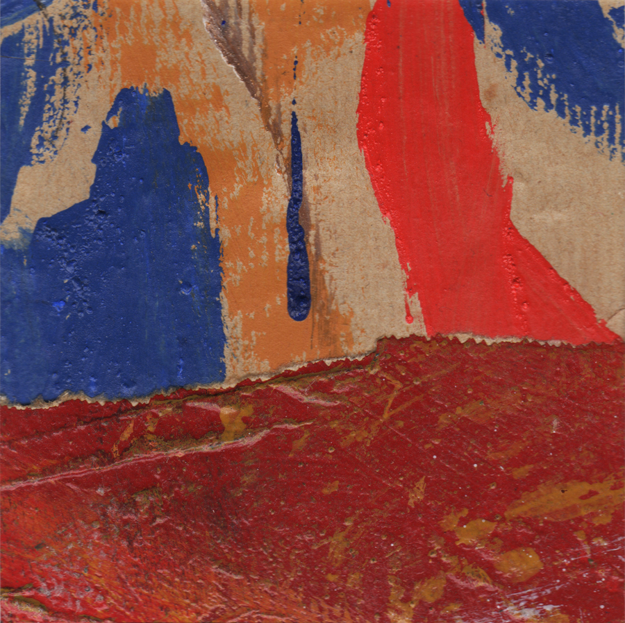 Acryl auf Papier: rote und blaue Landschaft